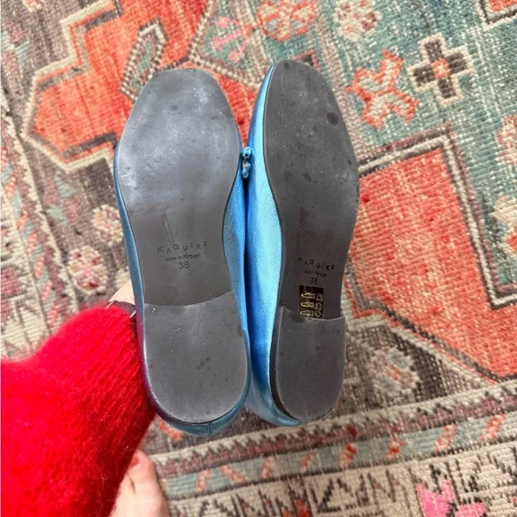 Maguire Metallic Blue Leather Ballet Flats - Picture 4 of 8